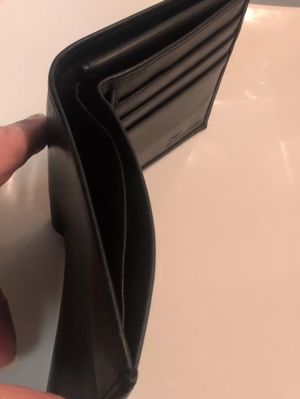 Ralph Lauren Black Leather Bifold Wallet with Embossed Polo